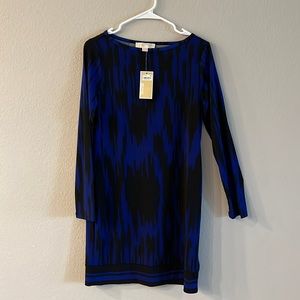 Michael Kors Blue Kilam Ikat Printed Dress NWT